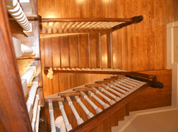 aerial view of custom staircase by Vintage Millworkl