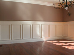 Custom wainscot, chair rail, and crown moulding